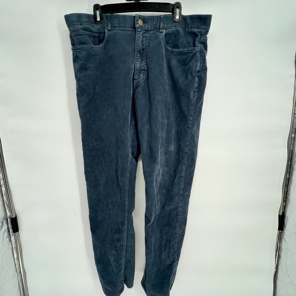 Marine Layer Corduroy Slim Straight Pants Mens 36x32 (Fit 36x31) Slate‎ Blue